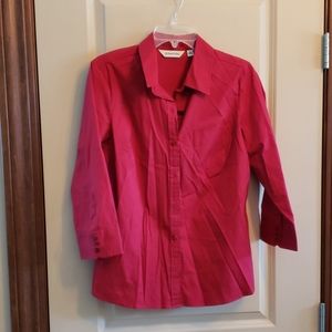 Size Large women's St.John's Bay red 3/4 button up